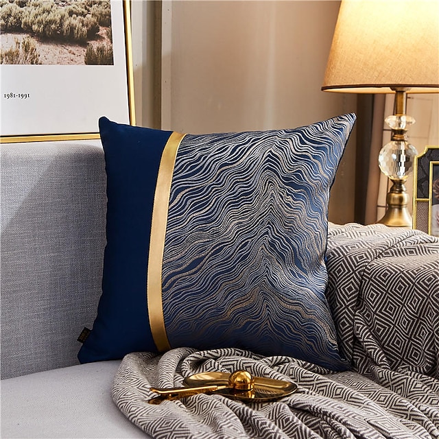  Almofadas decorativas textura cor combinando linha dourada jacquard bordado capa de almofada sala de estar quarto sofá capa de almofada almofada ao ar livre para sofá cama cadeira