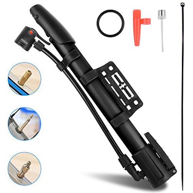  bicycle pump,bike pump,mini portable aluminum alloy bike tire pump kit for mountain bike,swimming ring,balloon,yoga ball,basketball,all kinds of sport balls,and other inflatables air toy pump(black)
