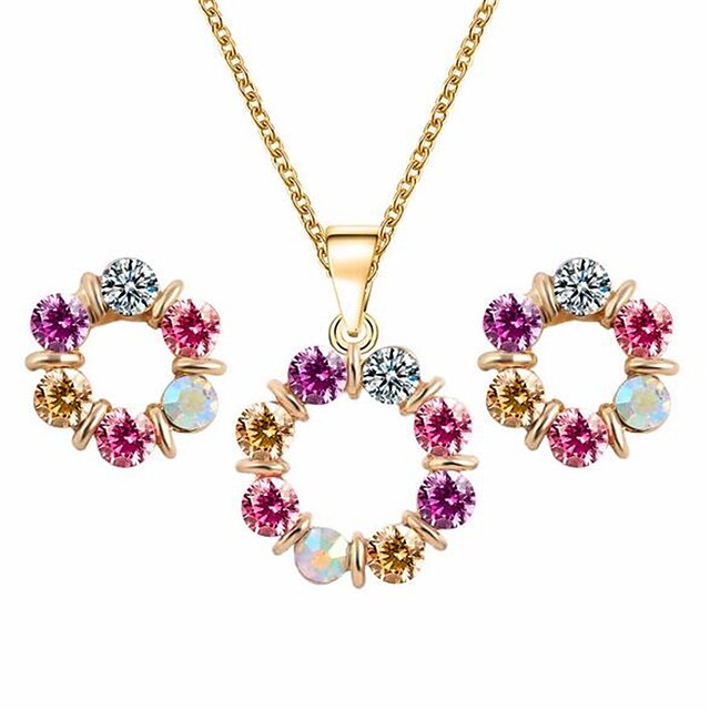  Women's Jewelry Set Geometrical Flower Fashion Gold Plated Earrings Jewelry Rainbow For Christmas Wedding Halloween Party Evening Gift 1 set