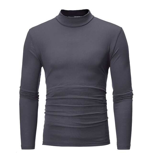 Mens Clothing Mens Outerwear | mens autumn winter solid turtleneck long sleeve underlinen t-shirt grey - SL03652