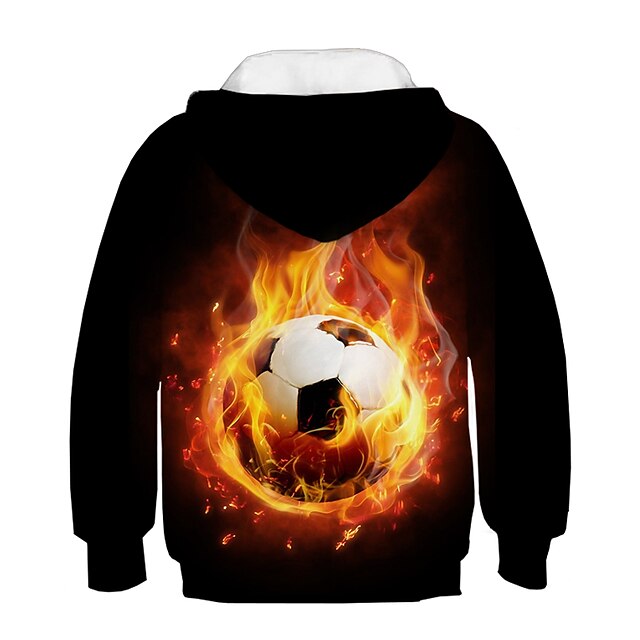 Baby & Kids Boys Clothing | Kids Boys Hoodie Long Sleeve 3D Print Football Black Children Tops Fall Winter Active Streetwear Dai