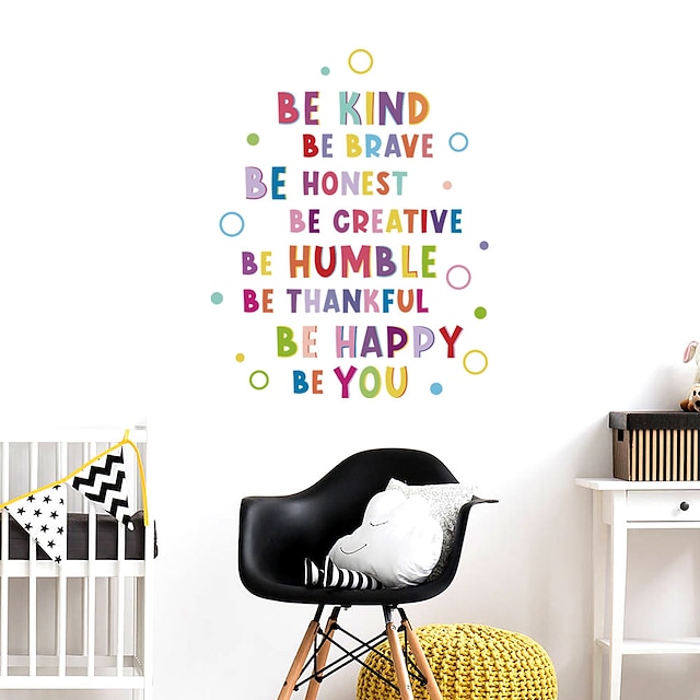 Home & Garden Home Decor | Be Kind Colorful Letter Circle Childrens Room Kindergarten Background Decoration Removable Sticker 28