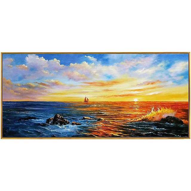 Home & Garden Wall Art | Oil Painting 100% Handmade Hand Painted Wall Art On Canvas Horizontal Panoramic Abstract Modern Landsca