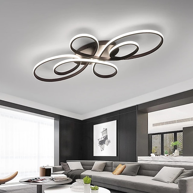  1-Light 60/80 cm Ceiling Light LED Geometric Shapes Flush Mount Lights Metal Painted Finishes Modern Nordic Style Office Living Room   220-240V ONLY DIMMABLE WITH REMOTE CONTROL