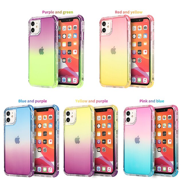  Phone Case For Apple Back Cover iPhone 12 Pro Max 11 Pro Max Translucent Color Gradient TPU