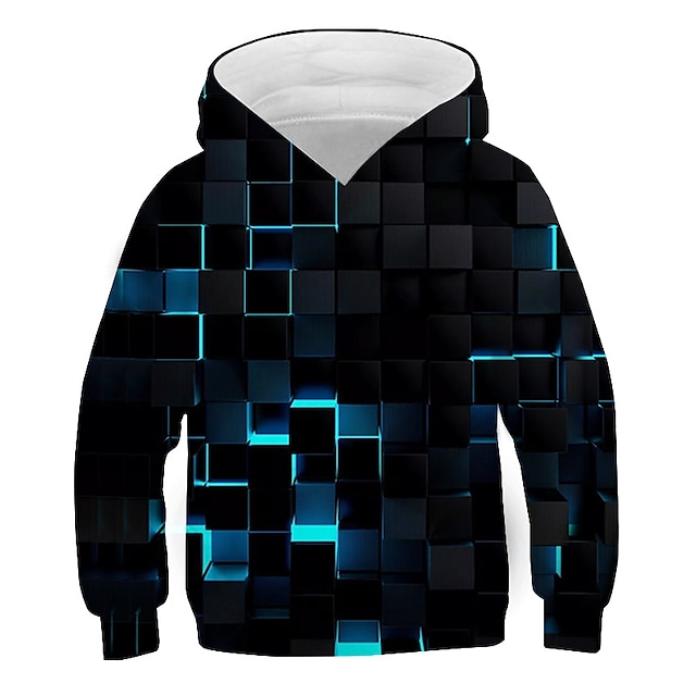  Jungen 3D Geometrisch Kapuzenshirt Langarm 3D-Druck Frühling Herbst Aktiv kinderkleidung Täglich