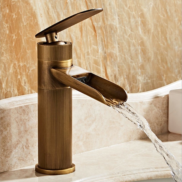  Bathroom Sink Faucet,Rotatable Electroplated Centerset Single Handle One Hole Bath Taps with Hot and Cold Switch