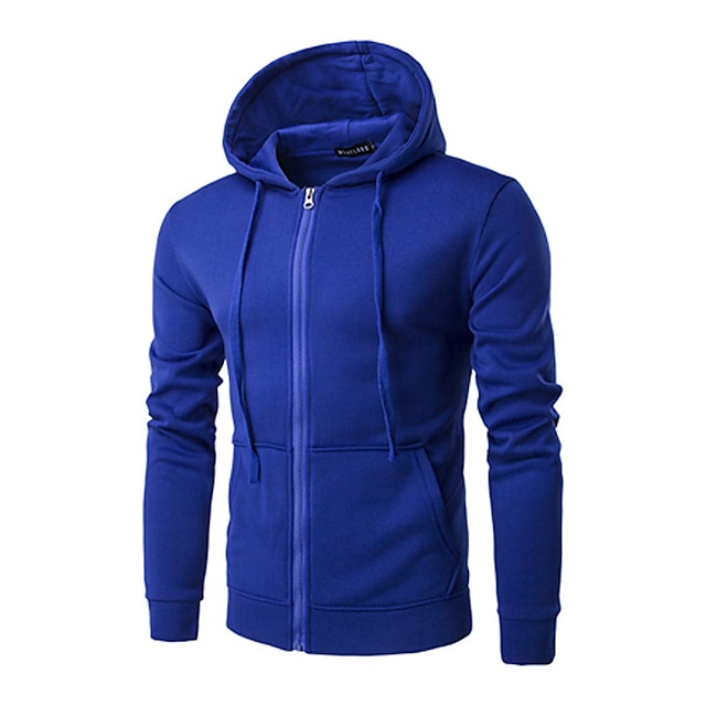 Mens Clothing Mens Hoodies & Sweatshirts | mens slim fit long sleeve lightweight one tone coverseam zip up hoodie with kanga poc