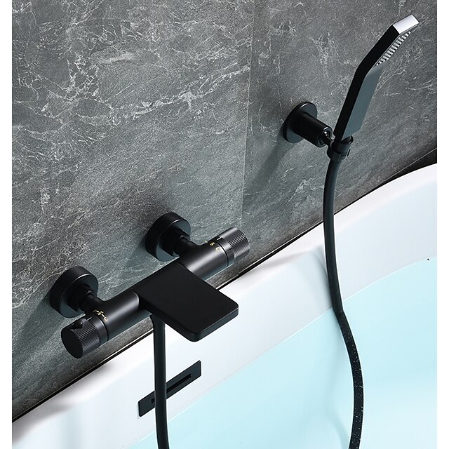 Mitigeur Thermostatique De Douche – Noir Mat – Forme Carrée – Montage Mural – Laiton