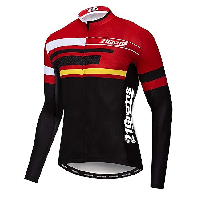  21Grams® Men's Cycling Jersey Long Sleeve Mountain Bike MTB Road Bike Cycling Graphic Color Block Jersey Shirt Black UV Resistant Warm Breathable Sports Clothing Apparel / Stretchy / Athleisure