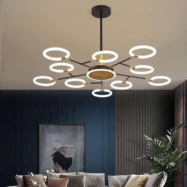  6/8/10 Heads LED Pendant Light Molecular Chandelier Ring Shape Adjustable Simple Modern Nordic Light Luxury Style Living Room Bedroom Dining Room Restaurant
