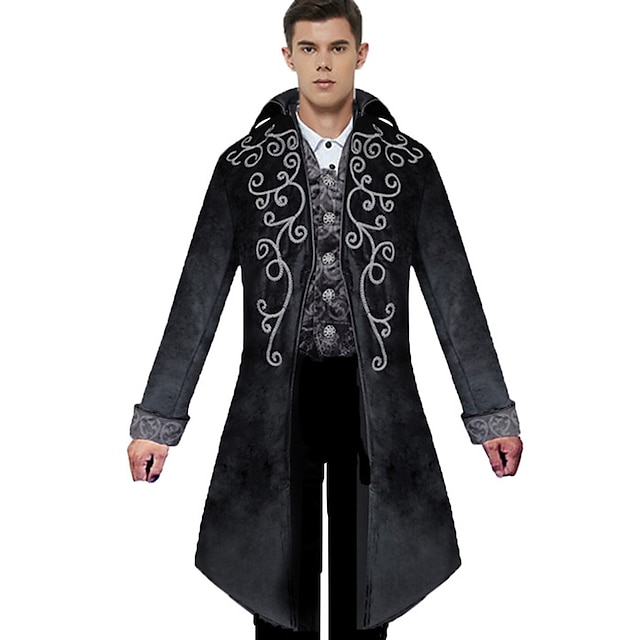  Plague Doctor Retro Vintage Punk & Gothic Steampunk 17th Century Coat Masquerade Trench Coat Outerwear Men's Costume Vintage Cosplay Party Halloween Long Sleeve Coat Halloween / Cotton