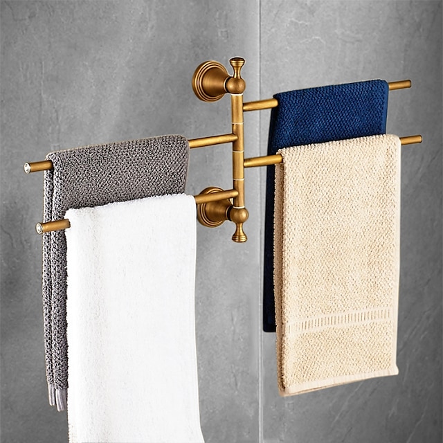  porte-serviettes solide en laiton avec 4 tiges porte-serviettes de bain rotatif ménage 1pc