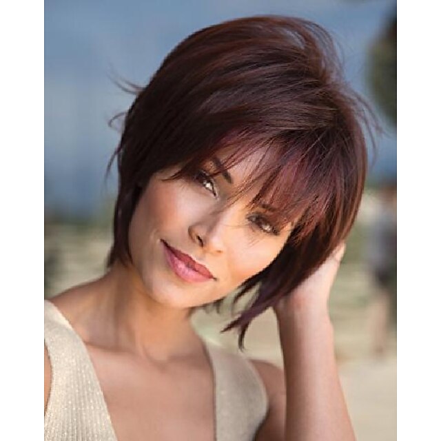 Brown Wigs For Women Burgundy Wigs For White Women Short Bob Hair Wig with Bangs Natural Costume Synthetic Wigs For Daily Party2
