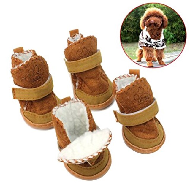 4pcs Zapatos De Invierno Para Perros Mascotas Lindo Cachorro Antideslizante Botas De Nieve De 5502