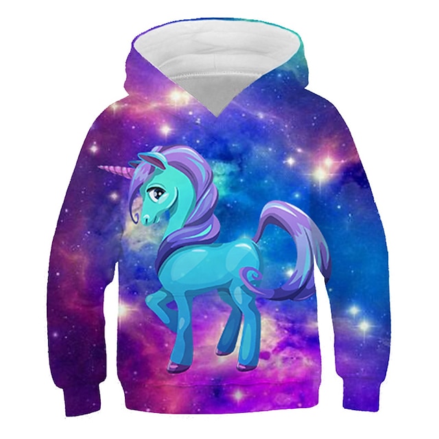 Baby & Kids Girls Clothing | Kids Girls Hoodie & Sweatshirt Long Sleeve Graphic 3D Print Rainbow Children Tops Active Streetwear