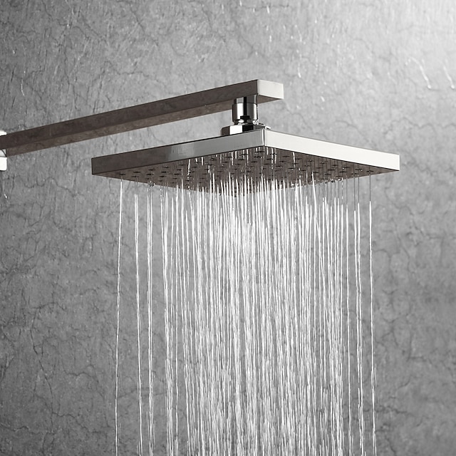  Cabezal de ducha de lluvia básico de 7,9 pulgadas, cabezal de ducha rectangular/contemporáneo, cromo pulido