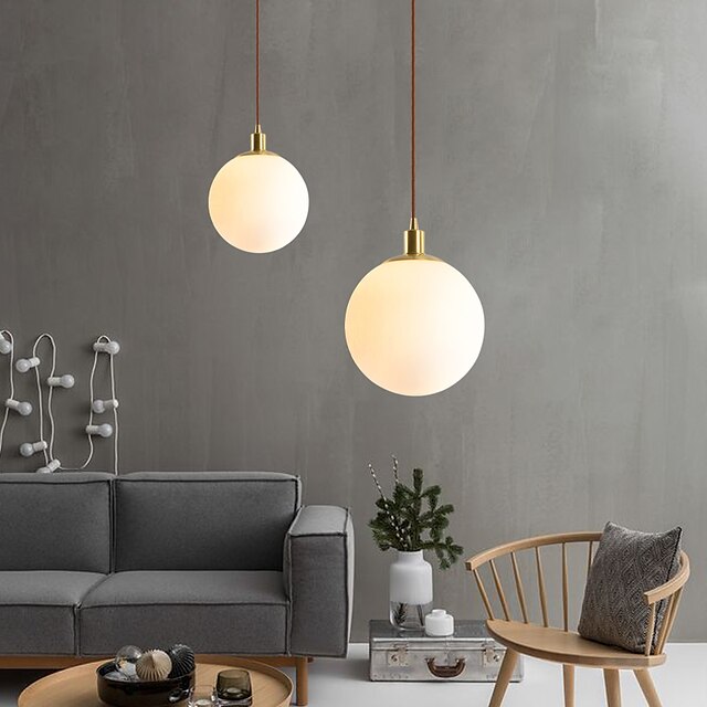 Lights & Lighting Pendant Lights | 15/20/25/30 cm LED Pendant Light Nordic Globe Design Single Design Glass Modern Luxury Copper