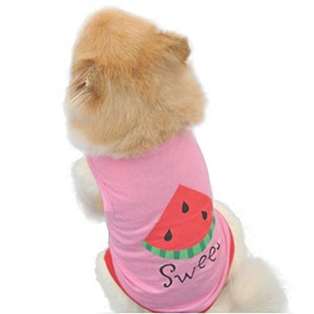 dog vest, summer pet clothes watermelon printed dog shirt doggy costume (pink, m)