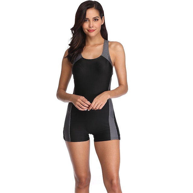 Women's Athletic Swimwear One Piece Swimsuit Racerback Boyleg Swimsuit