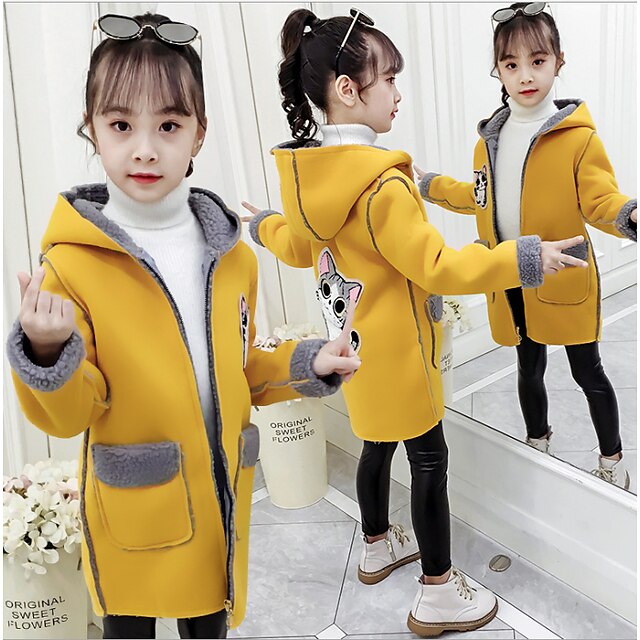 Baby & Kids Girls Clothing | Kids Girls Jacket & Coat Pink Khaki Yellow Graphic Active - PH66605