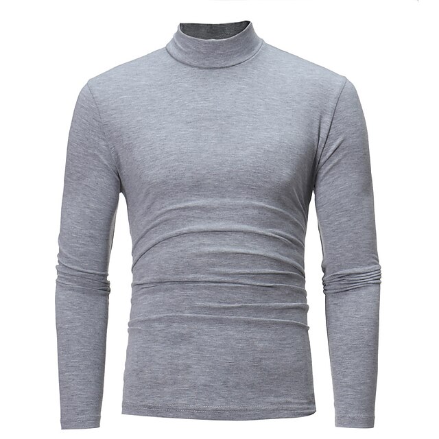 Mens Clothing Mens Outerwear | mens autumn winter solid turtleneck long sleeve underlinen t-shirt grey - SL03652