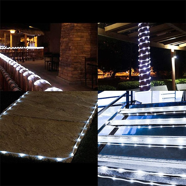 Led Rope Lights Outdoor String Lights Battery Powered With Remote Control 8 Modes 400 200 100led 