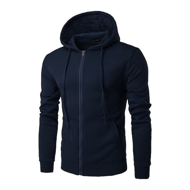 Mens Clothing Mens Hoodies & Sweatshirts | mens slim fit long sleeve lightweight one tone coverseam zip up hoodie with kanga poc