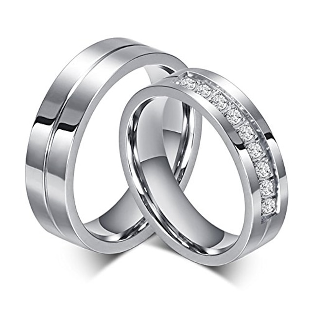  inele de cuplu pentru el și inelul său de potrivire din oțel inoxidabil inel de promisiune prințesă tăiată de nunta bandă de logodnă de mireasă zirconiu cubic inel cz pentru femei bărbați iubesc mireasă bijuterii fete cadouri