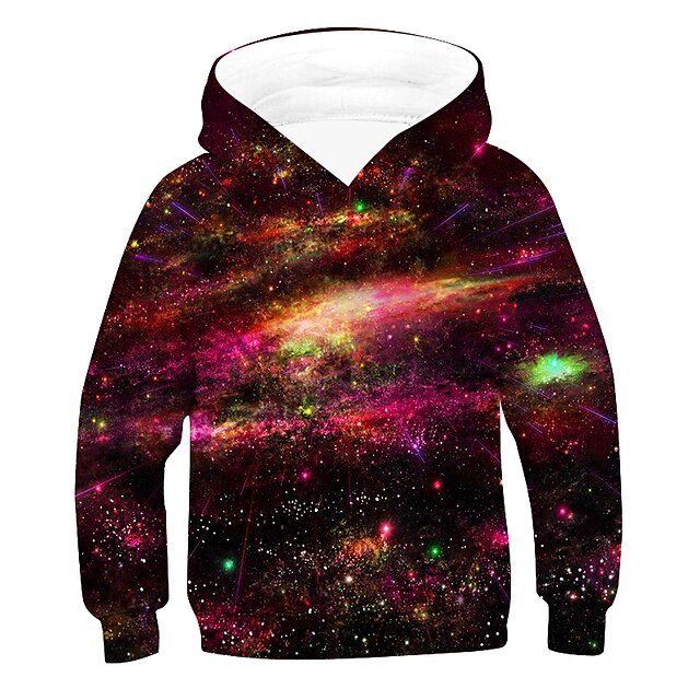 Baby & Kids Boys Clothing | Kids Boys Hoodie Long Sleeve 3D Print Galaxy Green Purple Army Green Children Tops Fall Winter Activ