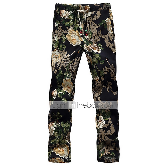  Voor heren Jogger Broek Zomerbroek zakkerig Strandbroeken Trekkoord Elastische taille Recht been Grafische prints Bloemenprint Sportschool Yoga Boho Klassieke Stijl K001 K002