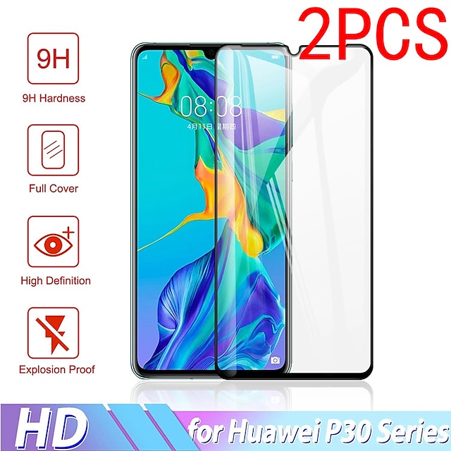  [2-pack] Telefon Skärmskydd Till Huawei P40 P20 P30 P10 Härdat Glas 9 H-hårdhet Anti-fingeravtryck Högupplöst (HD) Explosionssäker Reptålig Mobiltelefonstillbehör