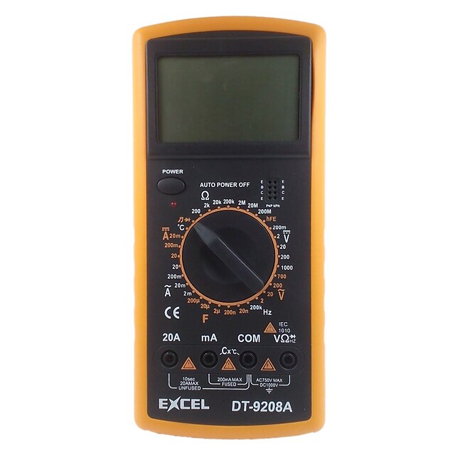  Digital Multimeter DC AC Voltage Current Resistance Capacitance Temperature Frequency Meter Tester EXCEL DT9208A Multimeters