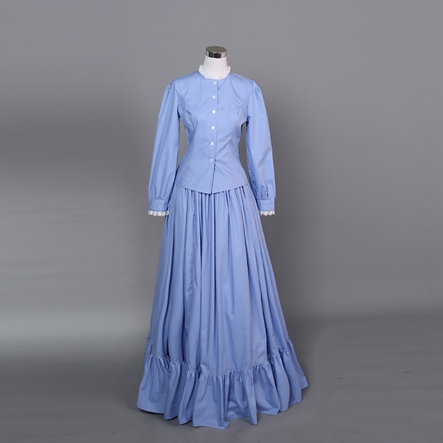  Duchess Victorian 1910s Edwardian Vacation Dress Dress Party Costume Prom Dress Women's Feather Costume Blue Vintage Cosplay Daily Wear Long Sleeve Floor Length Ball Gown Plus Size / Blouses
