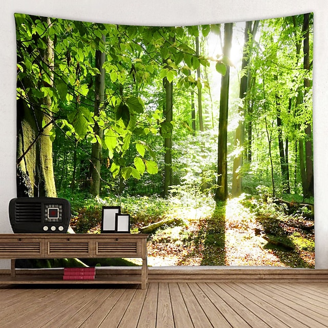 Tapiz de pared grande de bosque, decoración artística, telón de fondo, manta, cortina, colgante, hogar, dormitorio, sala de estar, decoración