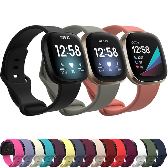  Smart Watch Band for Fitbit Versa 3 / Sense Silicone Smartwatch Strap Soft Breathable Sport Band Replacement  Wristband