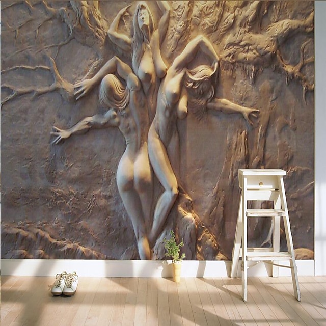  Cool Wallpapers Wall Mural 3D White Wallpaper Wall Sticker Covering Print Print Peel and Stick Removable 3D Relief Effect Woman Canvas Home Décor
