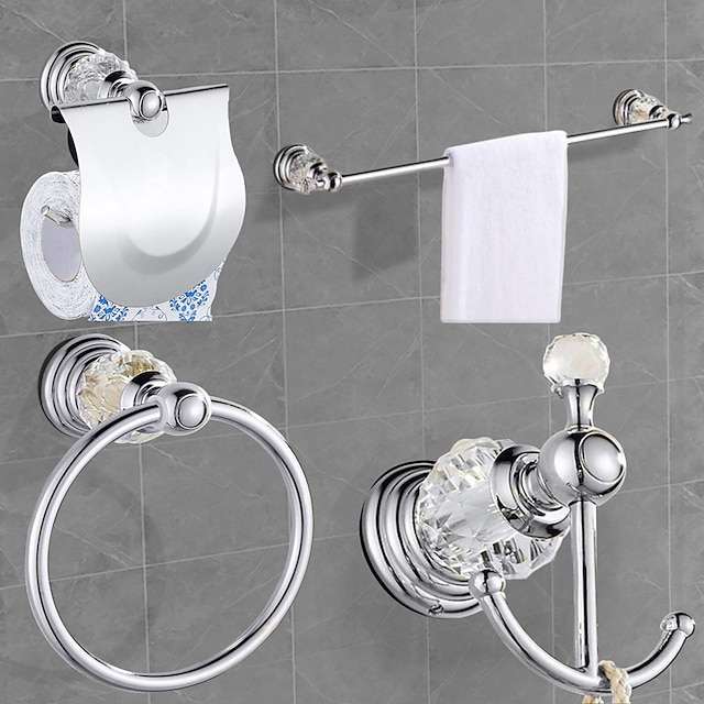  Wall Mounted Silver Bathroom Hardware Towel Bar, Robe Hook, Towel Holder, Toilet Paper Holder, 304Stainless Steel - for Home and Hotel bathroom