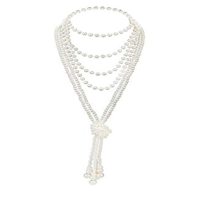 Flapper/Gatsby/1920's Long necklace with silver pendant & tassel 