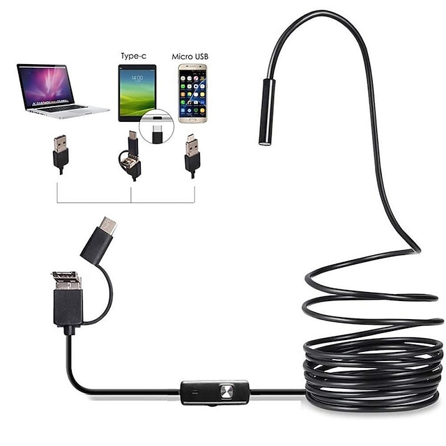  Mobile Phone Endoscope Camera 7mm 1/2/ 5m Lens Supports Android Computer Type-c/usb Interface