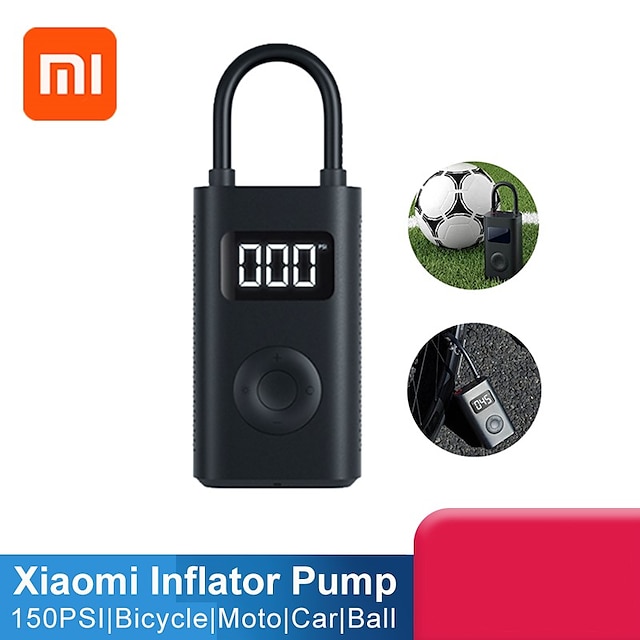  Xiaomi Mi Portable Electric Air Compressor Mini Inflator Smart Digital Monitor Tire Pressure Detection Sensor Electric Pump USB 2000mAh Powerful Multi-Purpose Outdoor for Bike Motorcycle Car Football