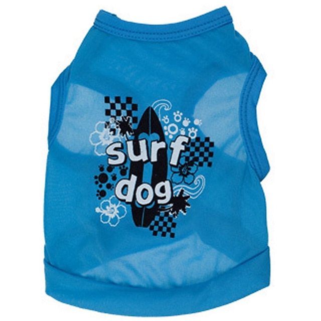  كلب T-skjorte مطبوعة بأحرف وأرقام عطلة كاجوال / يومي ملابس الكلاب أزرق أخضر كوستيوم تيريليني XS S M L