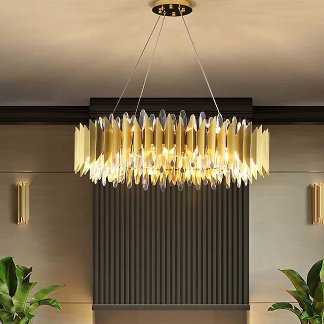 60/80 cm kristallen kroonluchter hanglamp goud luxe moderne eiland ontwerp rvs gegalvaniseerde 110-120 v 220-240 v