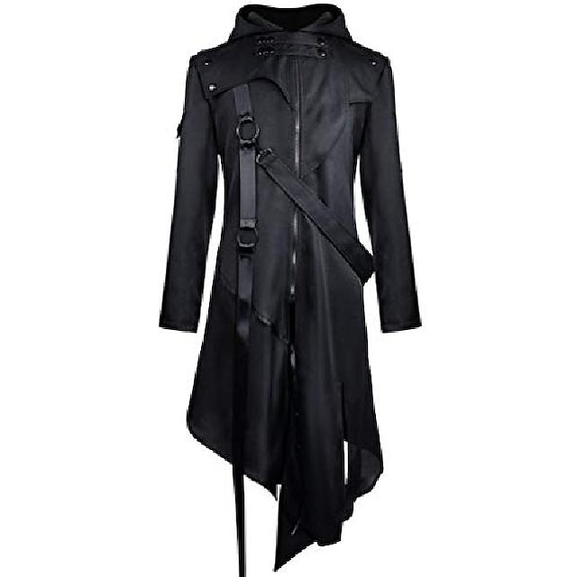  cappotto gotico da uomo steampunk vittoriano abito vintage giacca con cappuccio trech cappotti (piccolo) nero