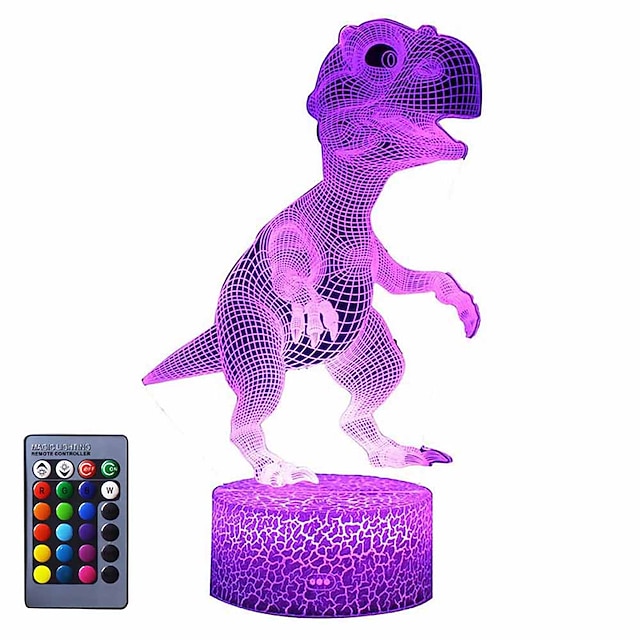3D Dinosaures Lampe Nuit Lumière 16 Couleurs Changement Usb Power Comme 3D Dinosaures Lampe Nuit Lumière 16 Couleurs Changement Usb Power Comme