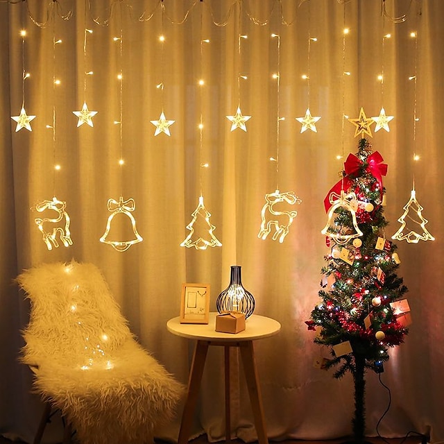 String Light 12 Led Star 5M Holiday Christmas Tree Curtain Home Party Decoration 