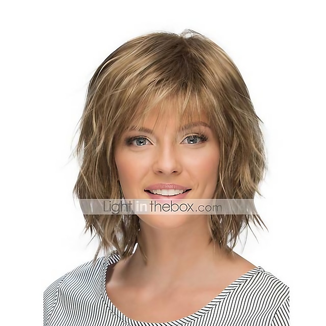  Blonde Wigs for Women Pixie Cut Synthetic Wig Fluffy Short Silver Grey Wigs with Bangs Ombre Hair Wigs Natural Matte Wigs
