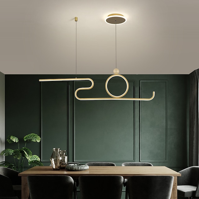  90 cm LED Pendant Light Nordic Island Style Extremely Simple Modern Gold Black Atmosphere Personality Dining Table Long Bar Taipei European Office Restaurant