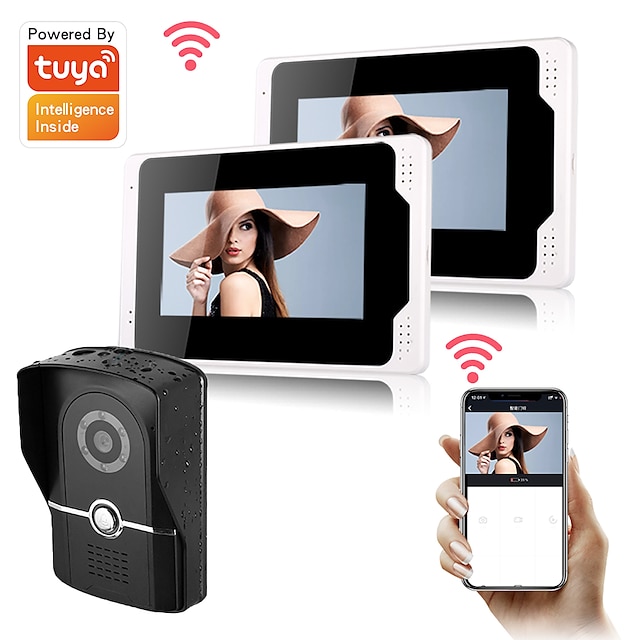  7inch Monitor Video Intercoms Home Security System Video Doorbell Door phone with 1080P HD camera Multi-language support remote control Tuay APP