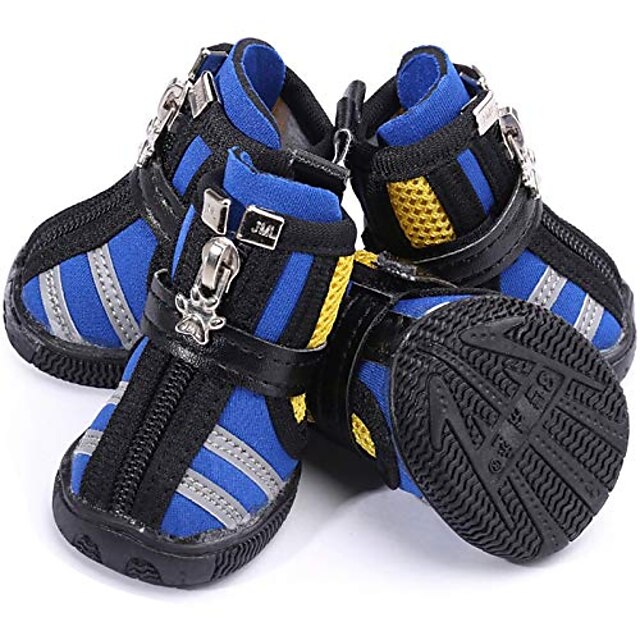  Dog Winter Shoes, Dog Boots Sports Non-slip Pet Dog Anti-slip Sole, Water Resistant Boots For Small And Medium Dogs 2 Pairs (blue)